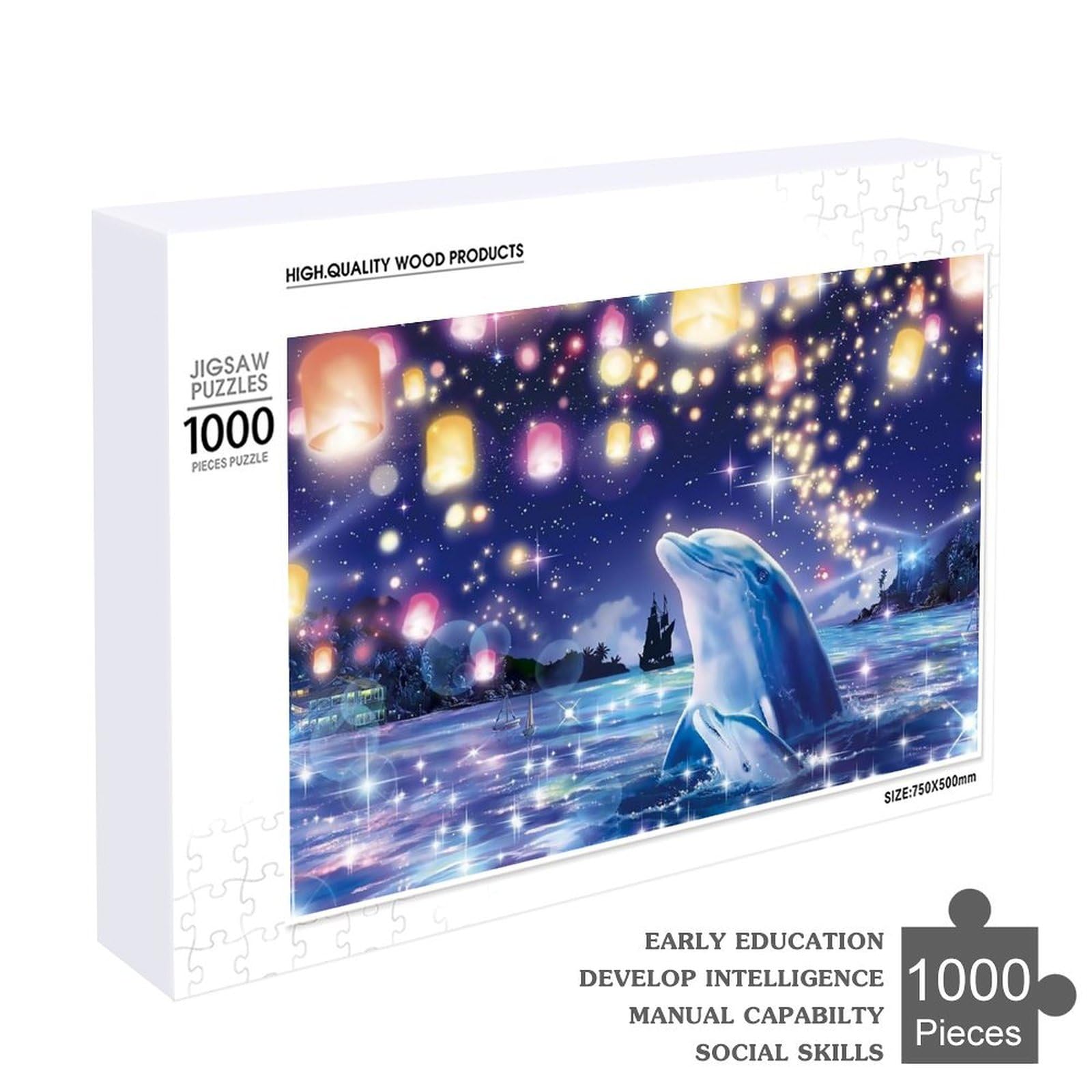 Amazon.co.jp: ジグソーパズル イルカ 星空 海 天灯 パズル 1000ピース